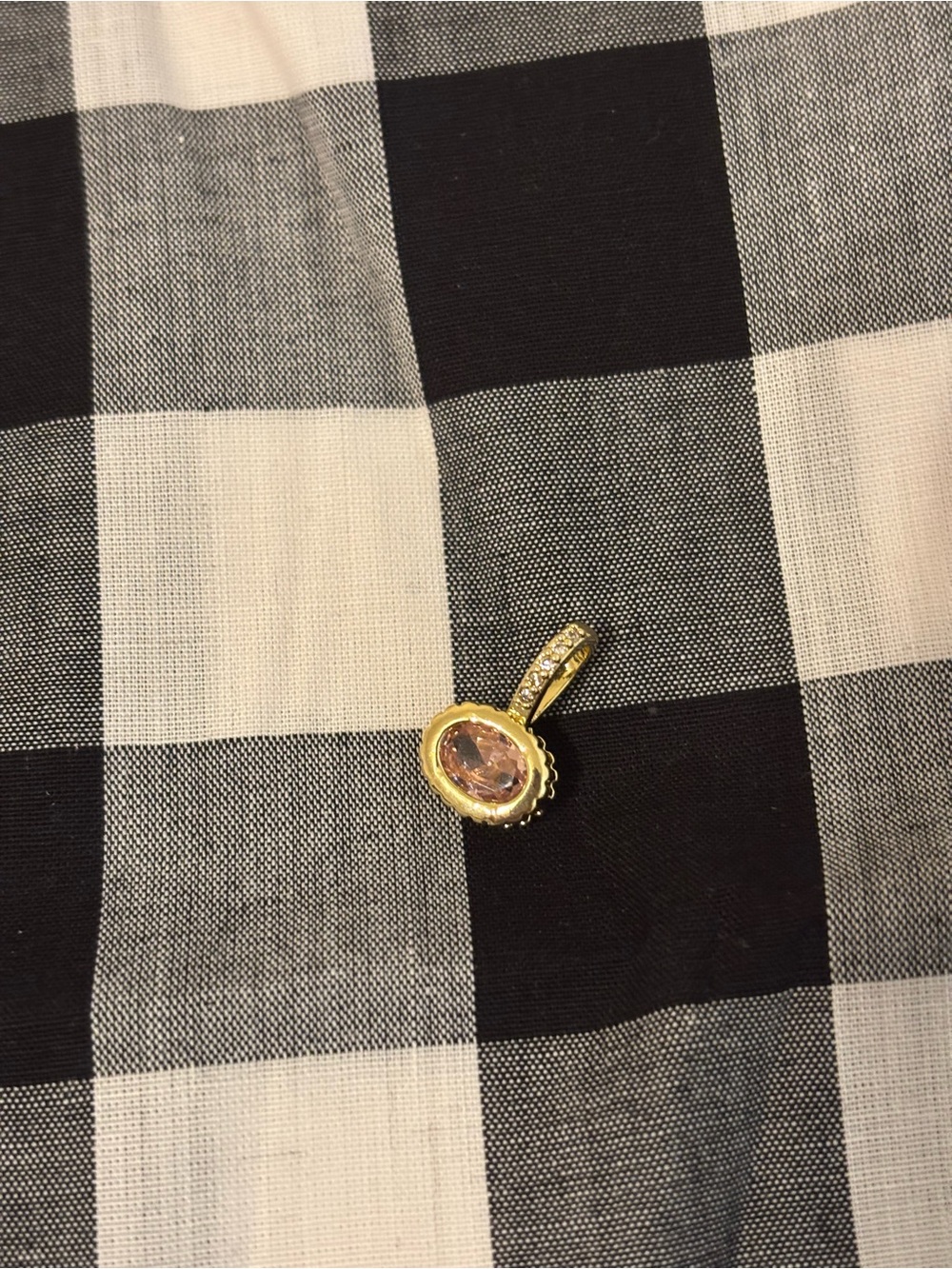 Gold-Plated Pink Stone Pendant Necklace Charm